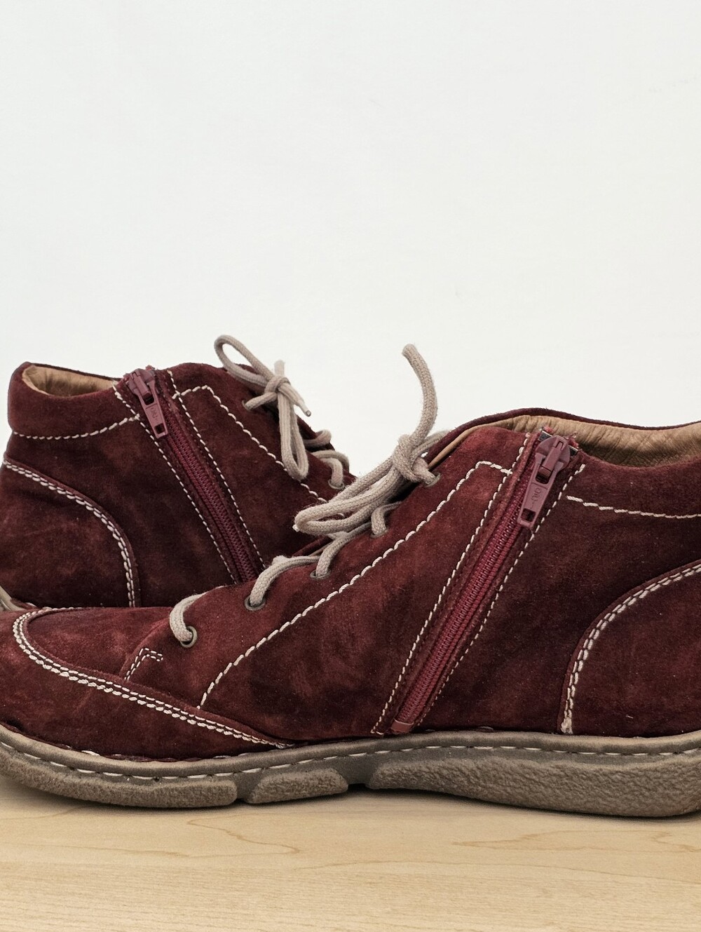 Josef Siebel Burgundy Leather Suede Ankle Boot Size EU 40/US 9 - Picture 5 of 10